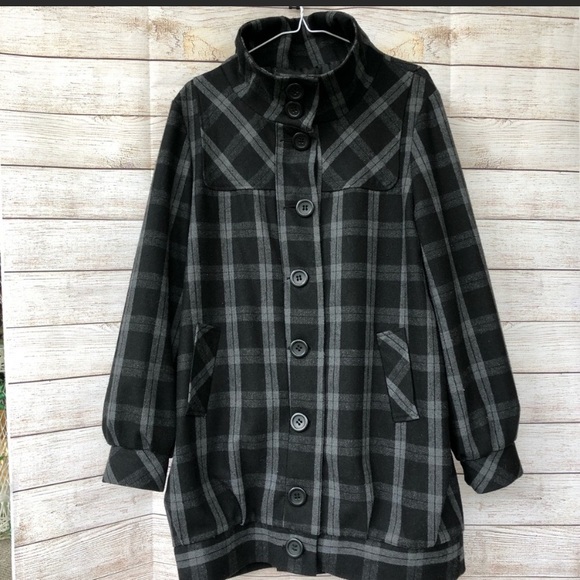 AVANT PREMIERE Black and Grey Wool Coat - Picture 1 of 10